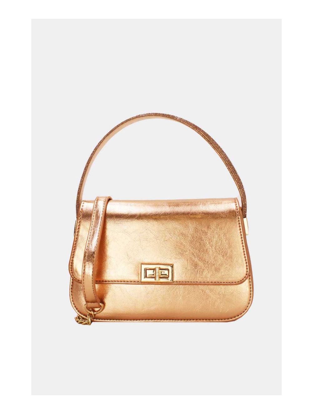 Tom&eva Mini Sac Carré Métallique Brillant 23P-5737-Champagne