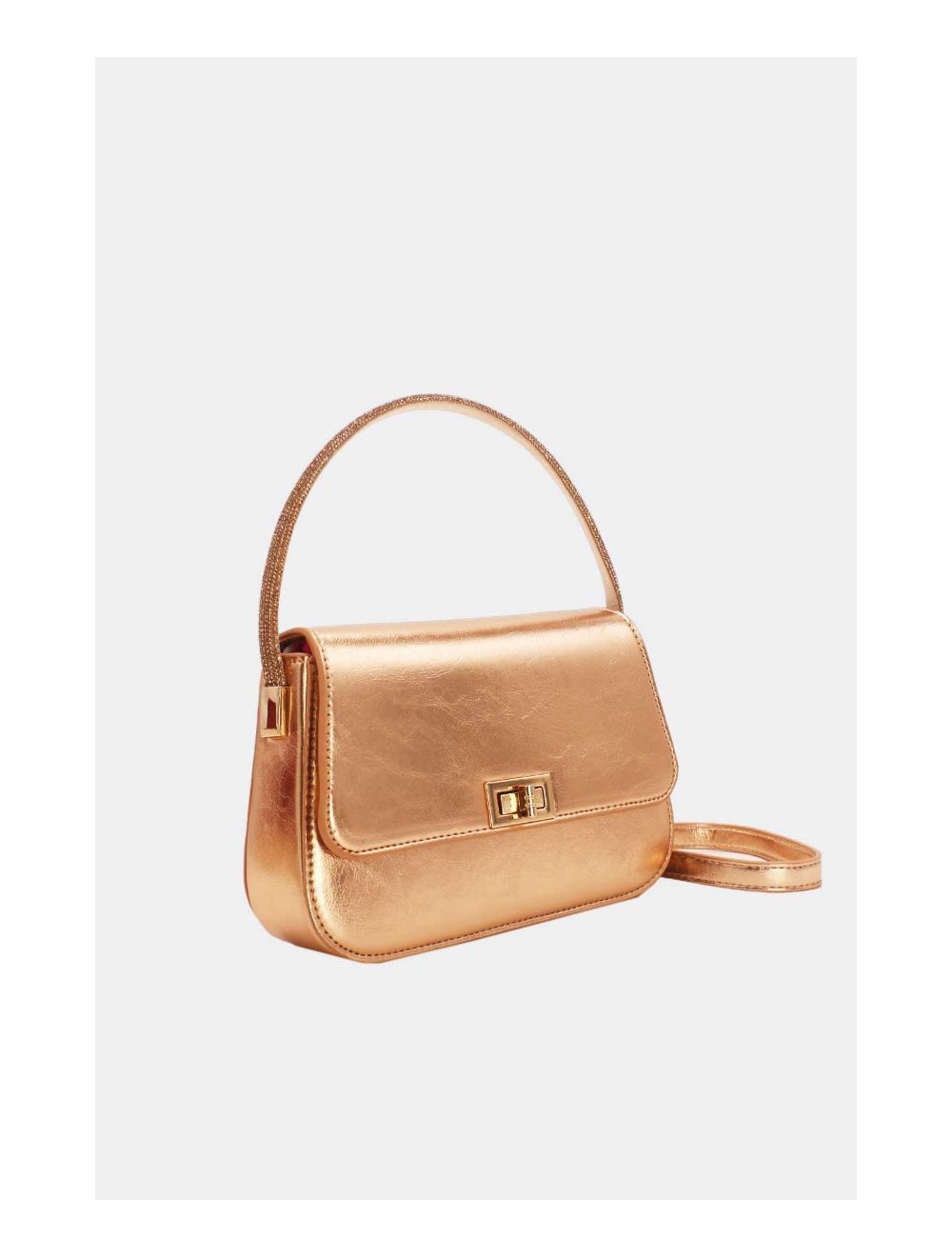 Tom&eva Mini Sac Carré Métallique Brillant 23P-5737-Champagne