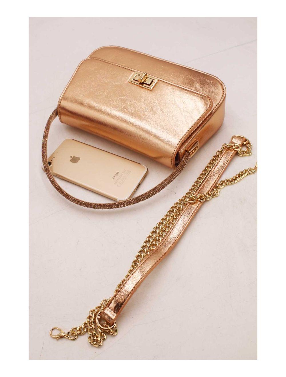 tom&eva Mini Sac Carré Métallique Brillant 23P-5737-Champagne