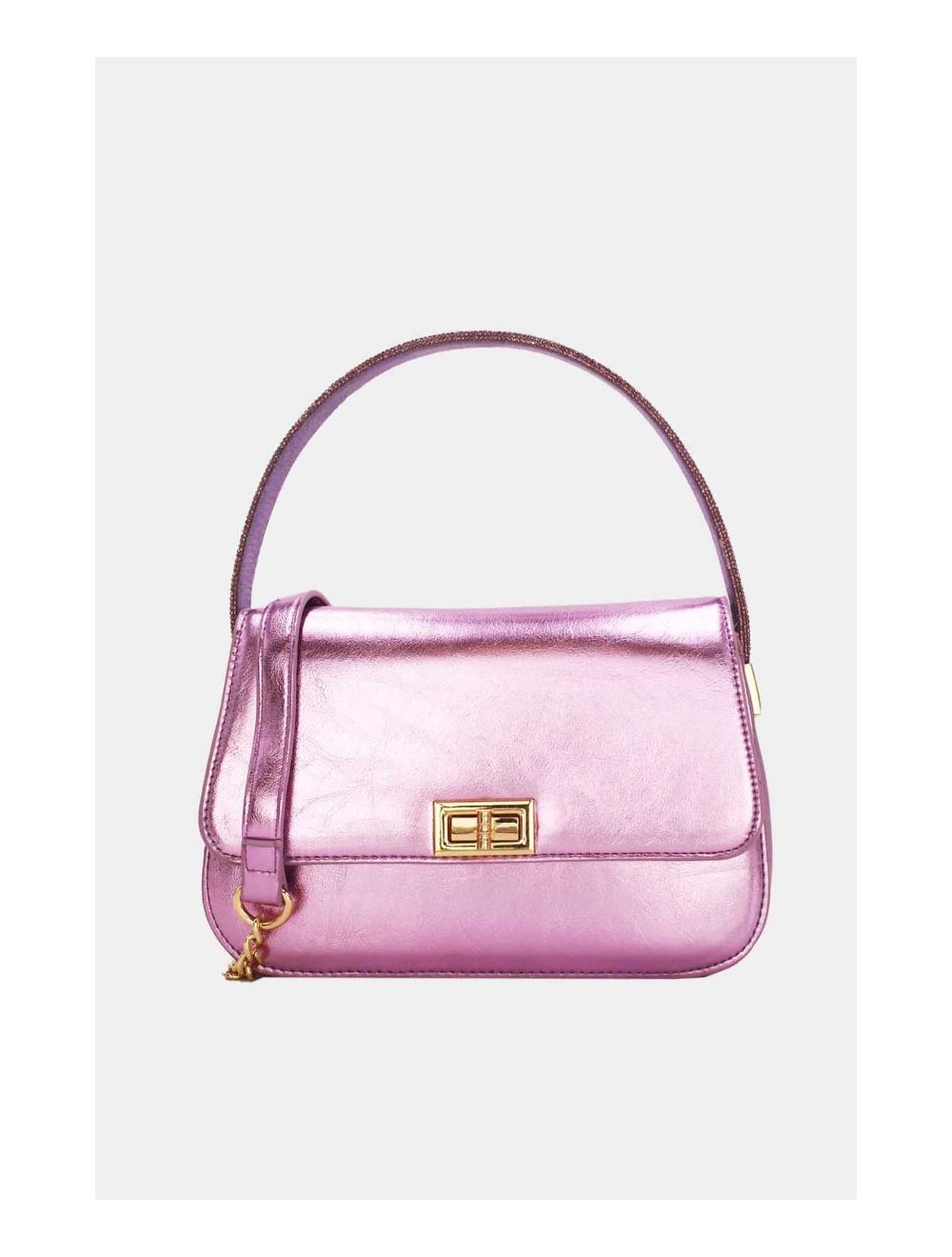 Tom&eva Mini Sac Carré Métallique Brillant 23P-5737-Pink
