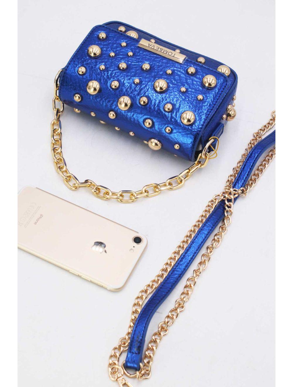 Tom&eva Petit Pochette Clouté Métallique 24P-5901-Bleu