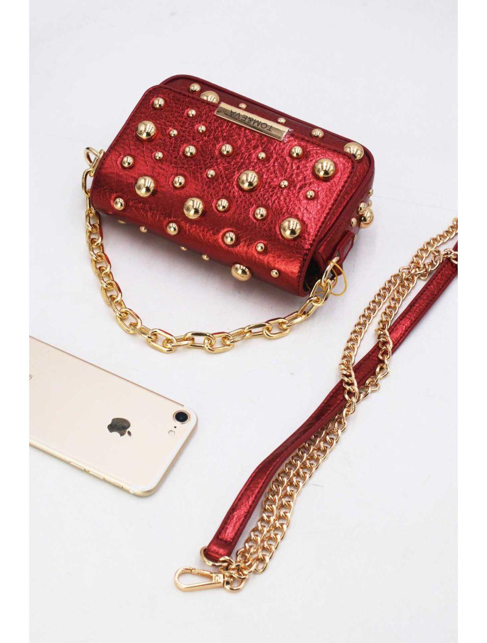 Tom&eva Petit Pochette Clouté Métallique 24P-5901-Burgundy