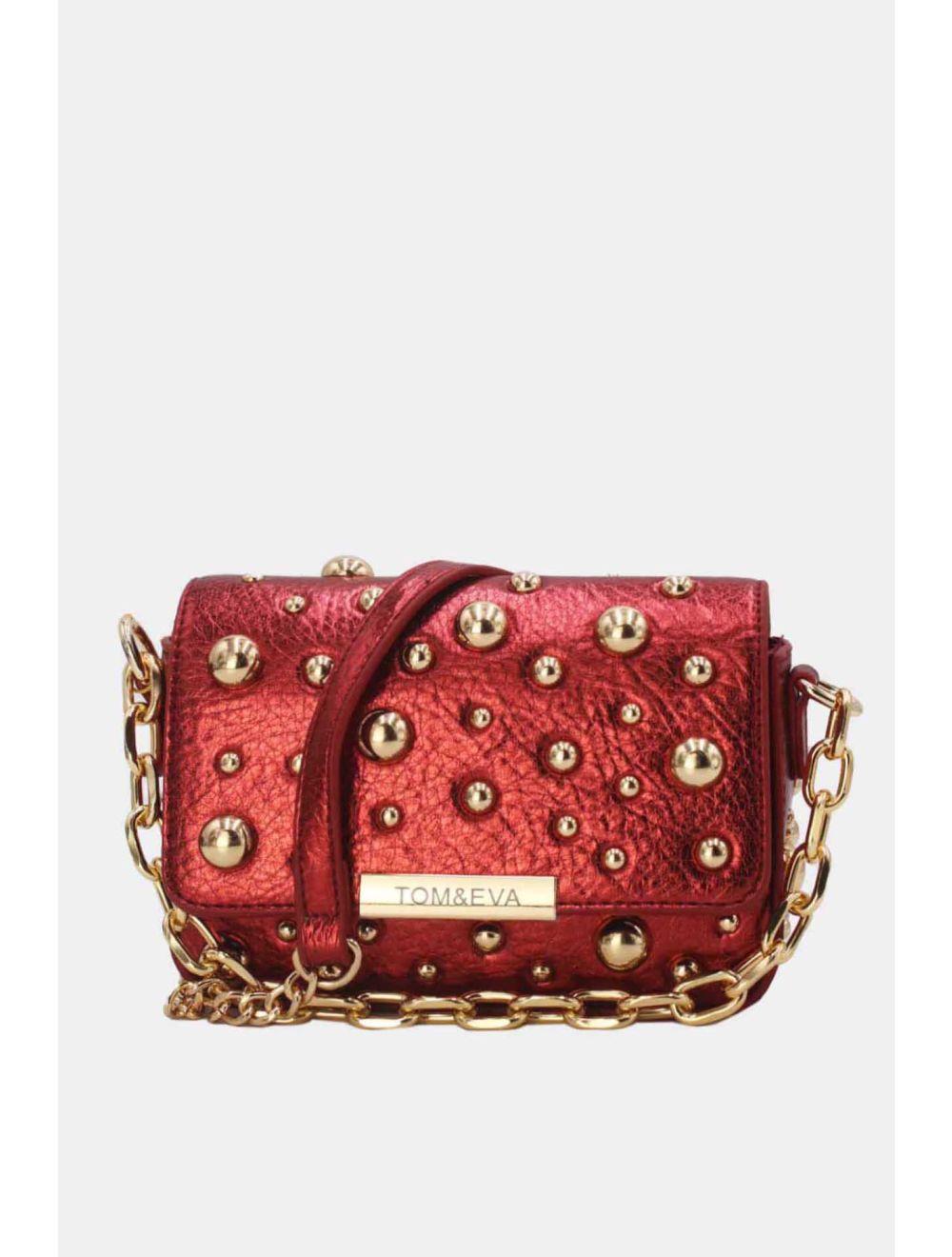 Tom&eva Petit Pochette Clouté Métallique 24P-5901-Burgundy