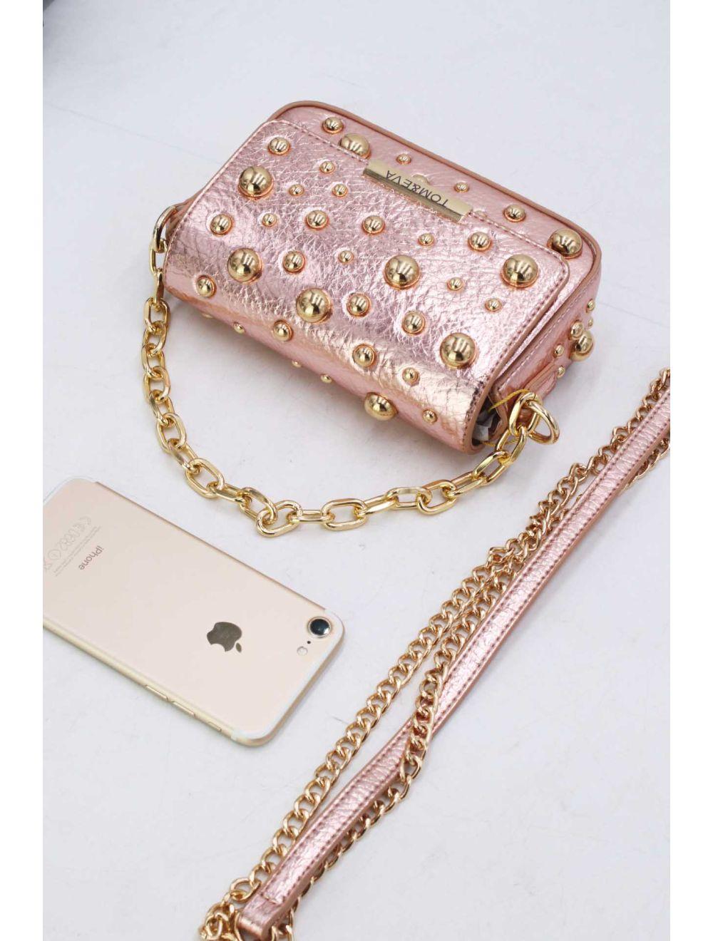 Tom&eva Petit Pochette Clouté Métallique 24P-5901-Champagne