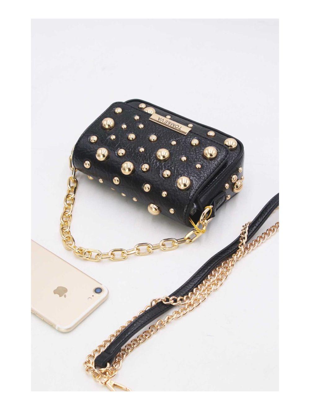 tom&eva Petit Pochette Clouté métallique 24P-5901-Noir