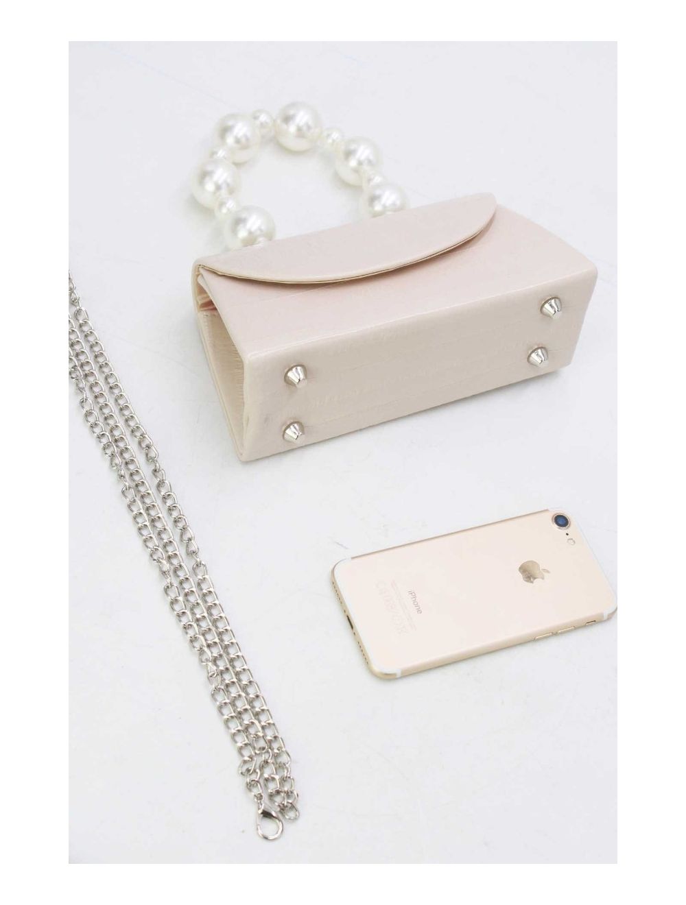 tom&eva Petit Sac à Main à Anse Perles 24P-5869-Abricot