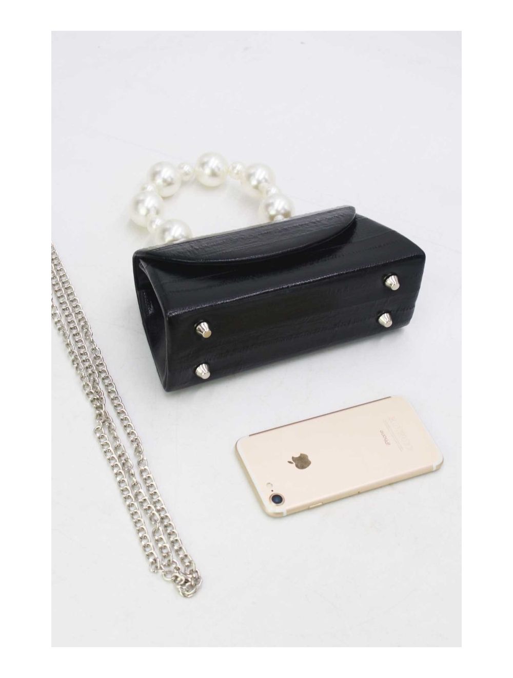 Tom&eva Petit Sac à Main à Anse Perles 24P-5869-Noir