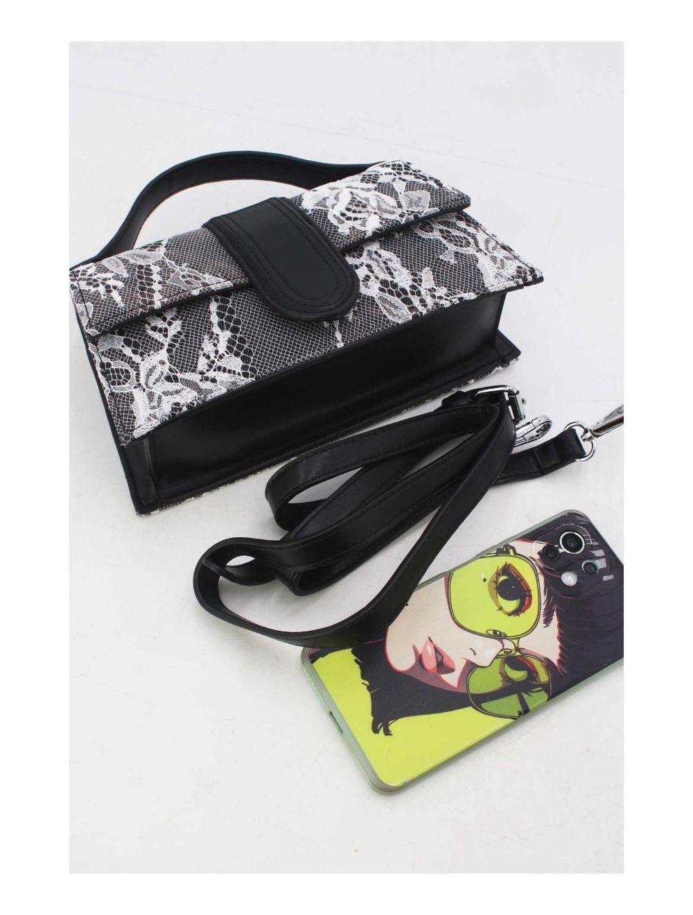 tom&eva Petit Sac à Main à Languette 24P-5876-LACE/BLACK