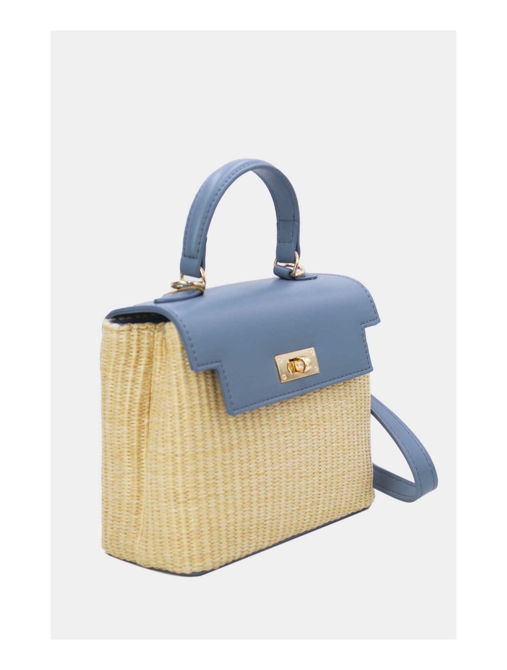 Tom&eva Petit Sac à Main Effet Paille 24P-5926A-Apricot/Blue