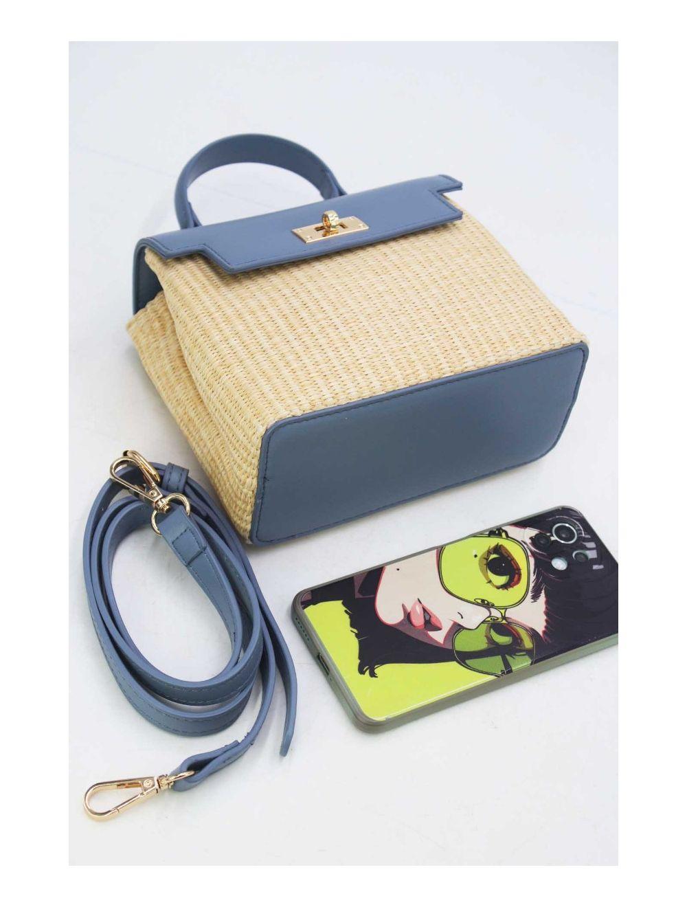 Tom&eva Petit Sac à Main Effet Paille 24P-5926A-Apricot/Blue