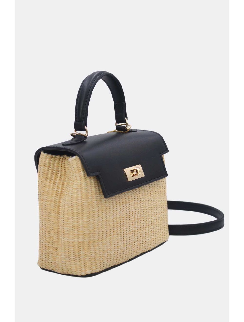 Tom&eva Petit Sac à Main Effet Paille 24P-5926A-Apricot/Black