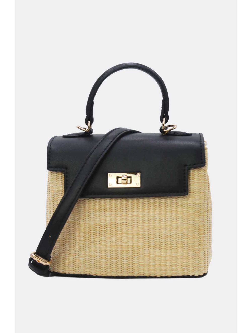 tom&eva Petit Sac à Main Effet Paille 24P-5926A-Apricot/Black