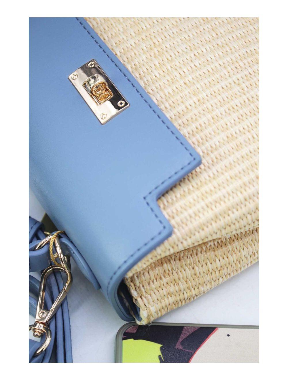 tom&eva Petit Sac à Main Effet Paille 24P-5926A-Apricot/Blue