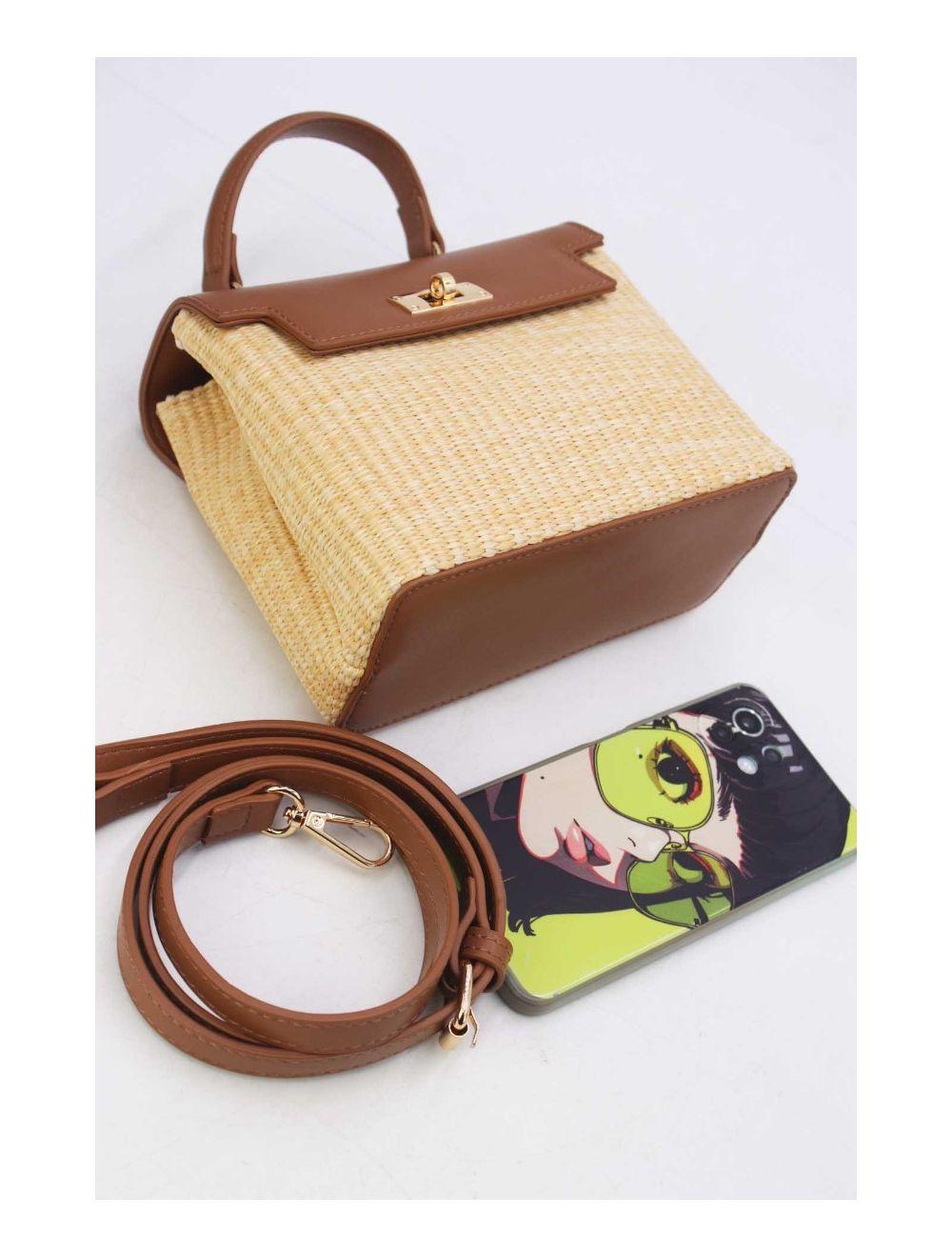 Tom&eva Petit Sac à Main Effet Paille 24P-5926A-Apricot/Brown