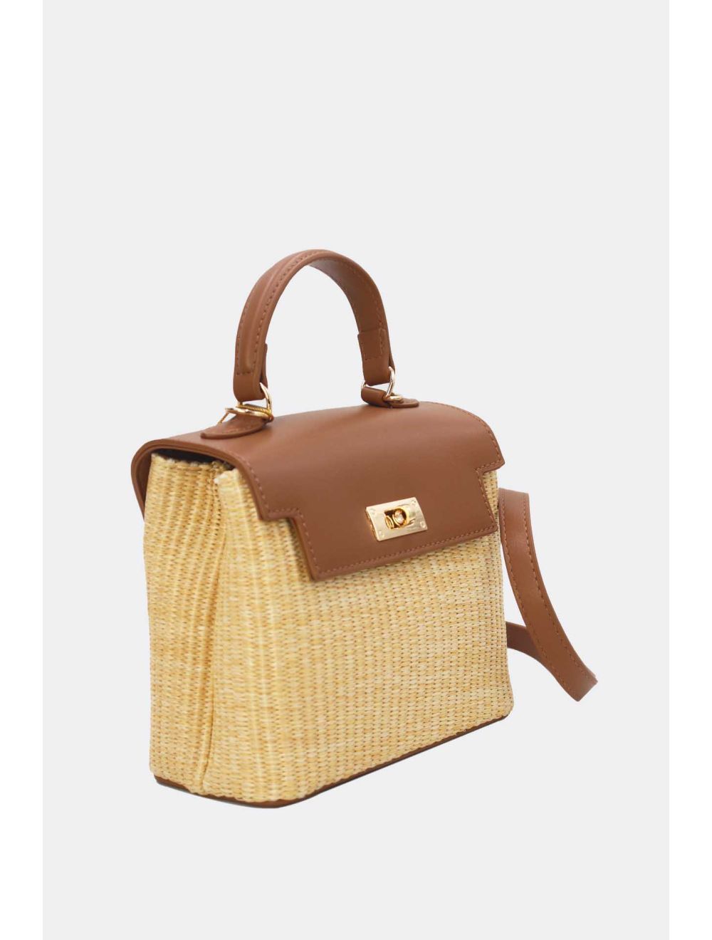 Tom&eva Petit Sac à Main Effet Paille 24P-5926A-Apricot/Brown