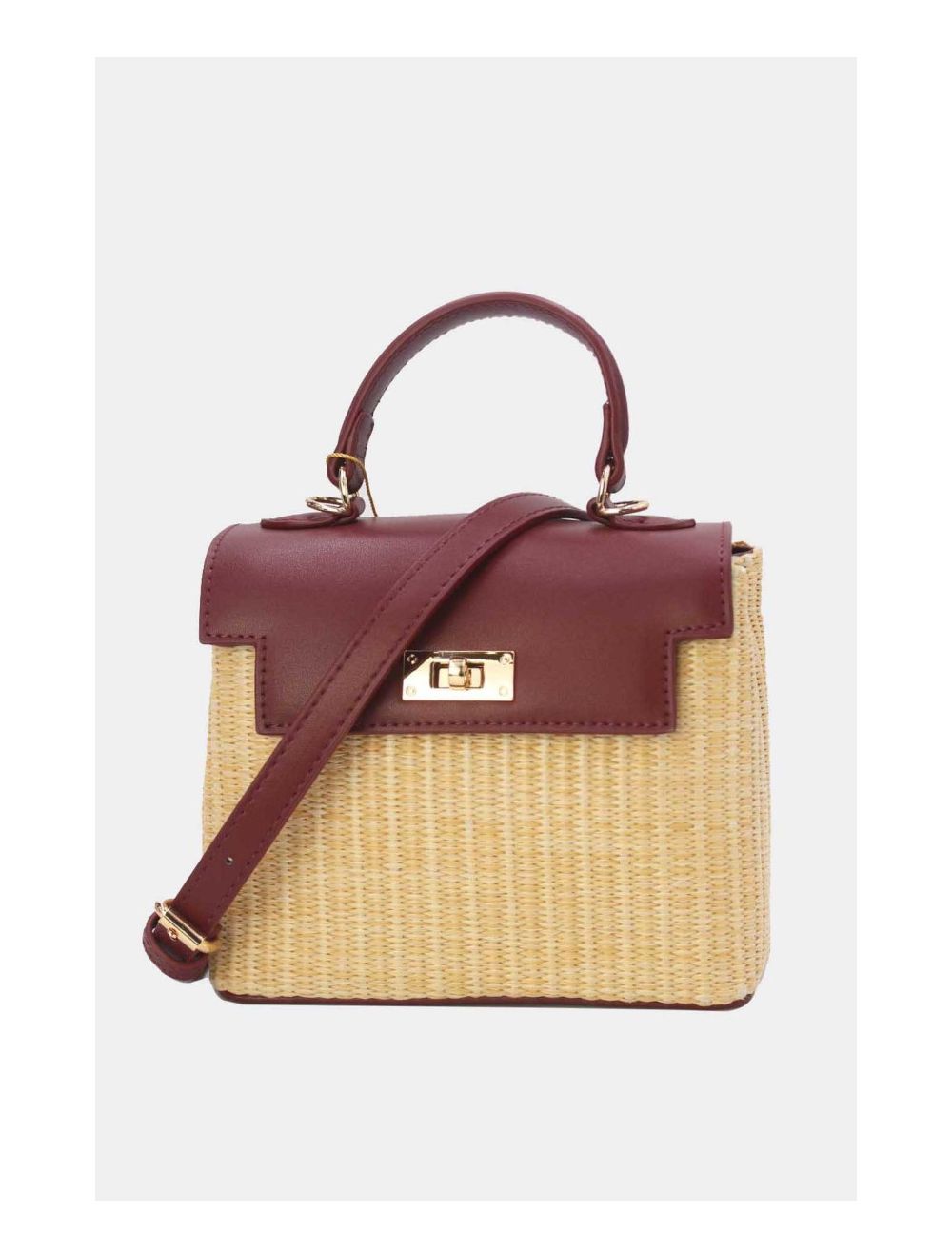 Tom&eva Petit Sac à Main Effet Paille 24P-5926A-Apricot/Red