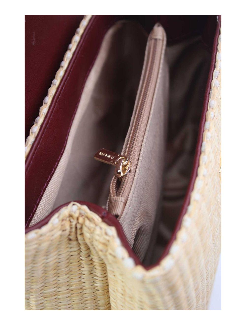 tom&eva Petit Sac à Main Effet Paille 24P-5926A-Apricot/Red