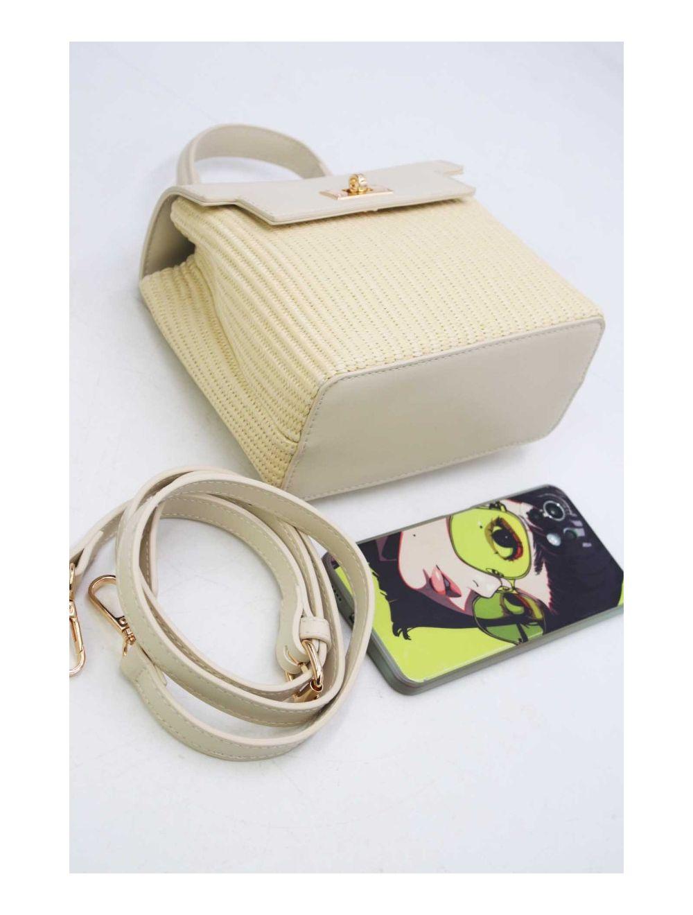 Tom&eva Petit Sac à Main Effet Paille 24P-5926A-Beige/Beige