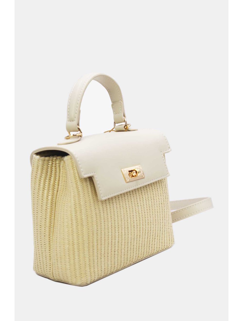 Tom&eva Petit Sac à Main Effet Paille 24P-5926A-Beige/Beige