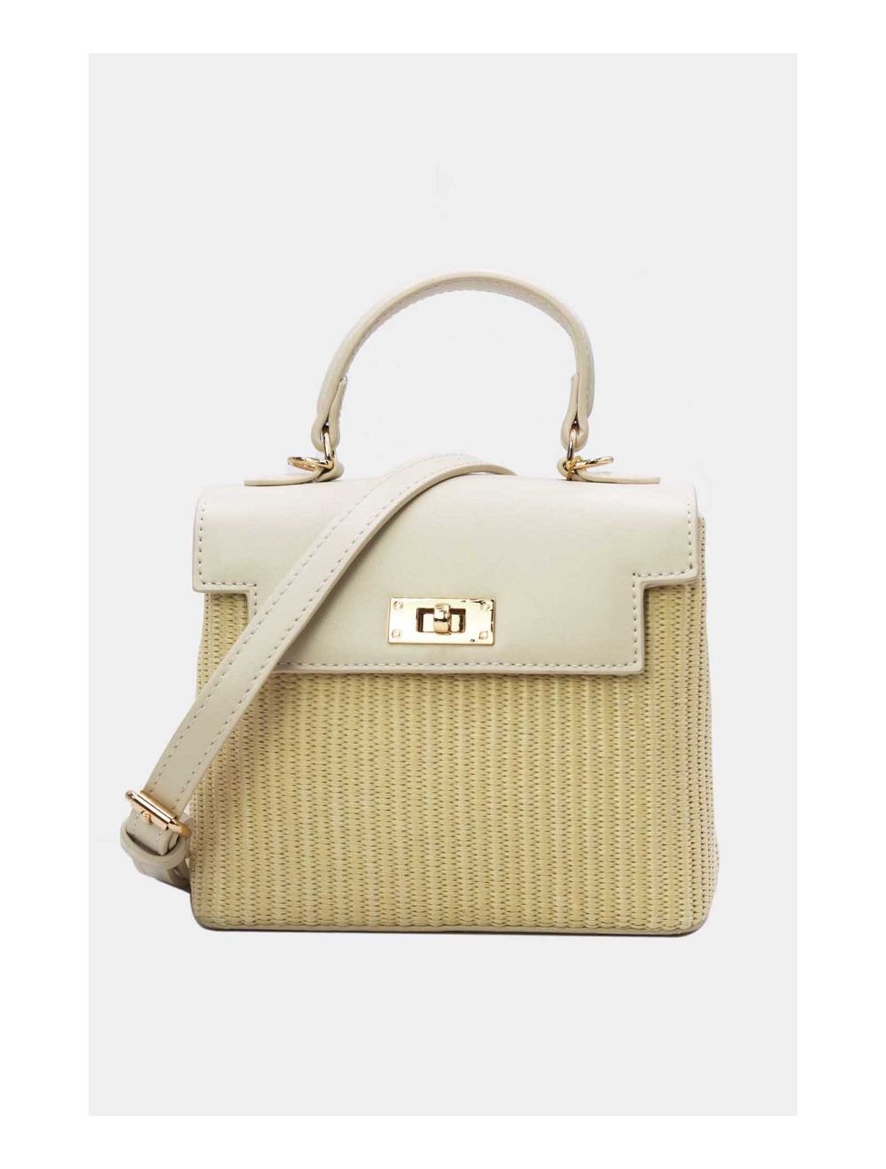 tom&eva Petit Sac à Main Effet Paille 24P-5926A-Beige/Beige
