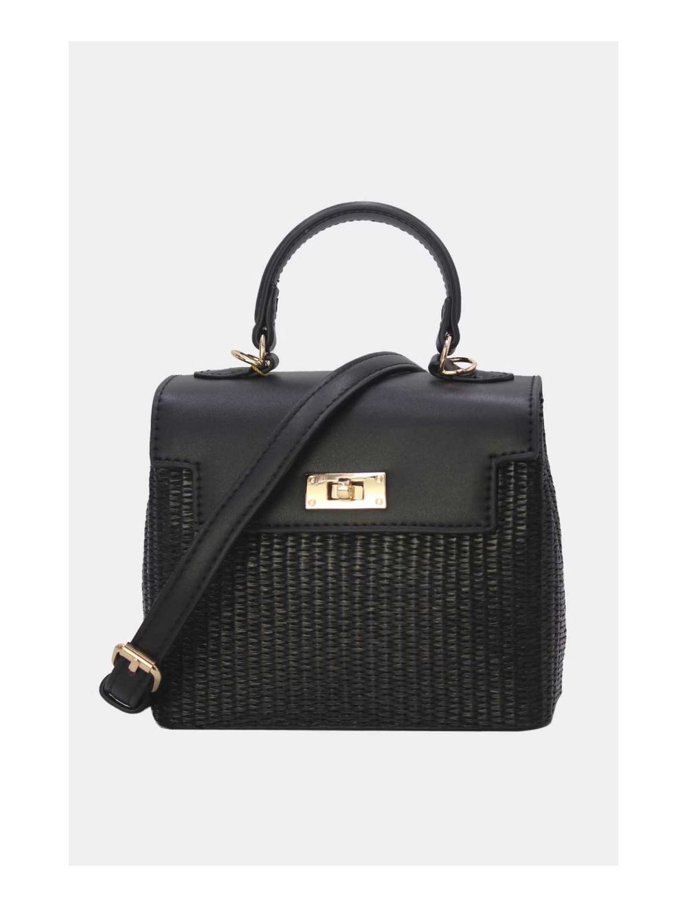 Tom&eva Petit Sac à Main Effet Paille 24P-5926A-Black/Black