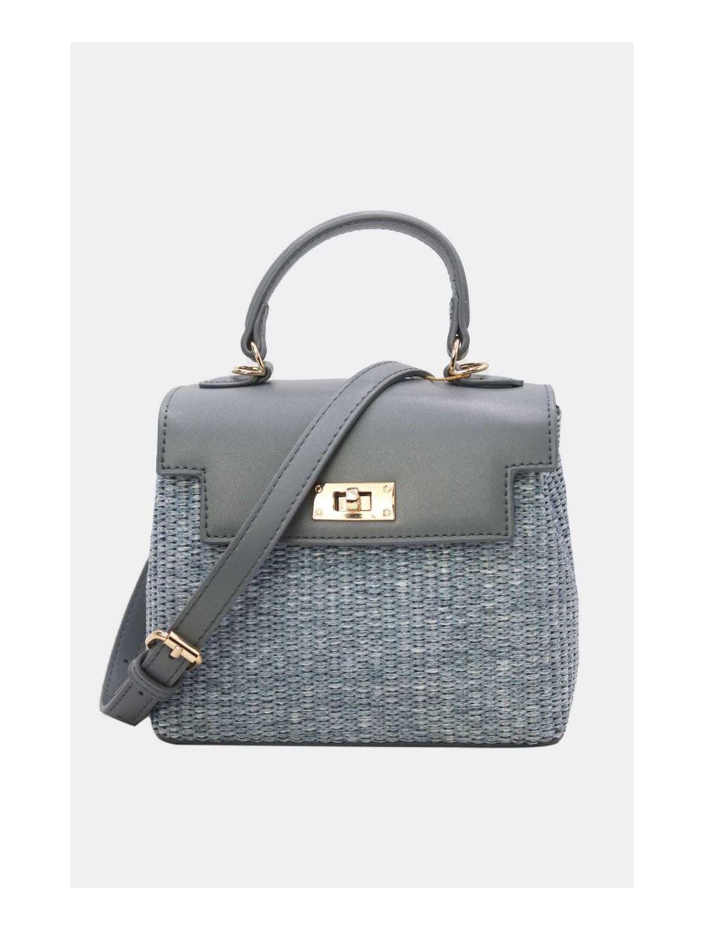 Tom&eva Petit Sac à Main Effet Paille 24P-5926A-Blue/Blue