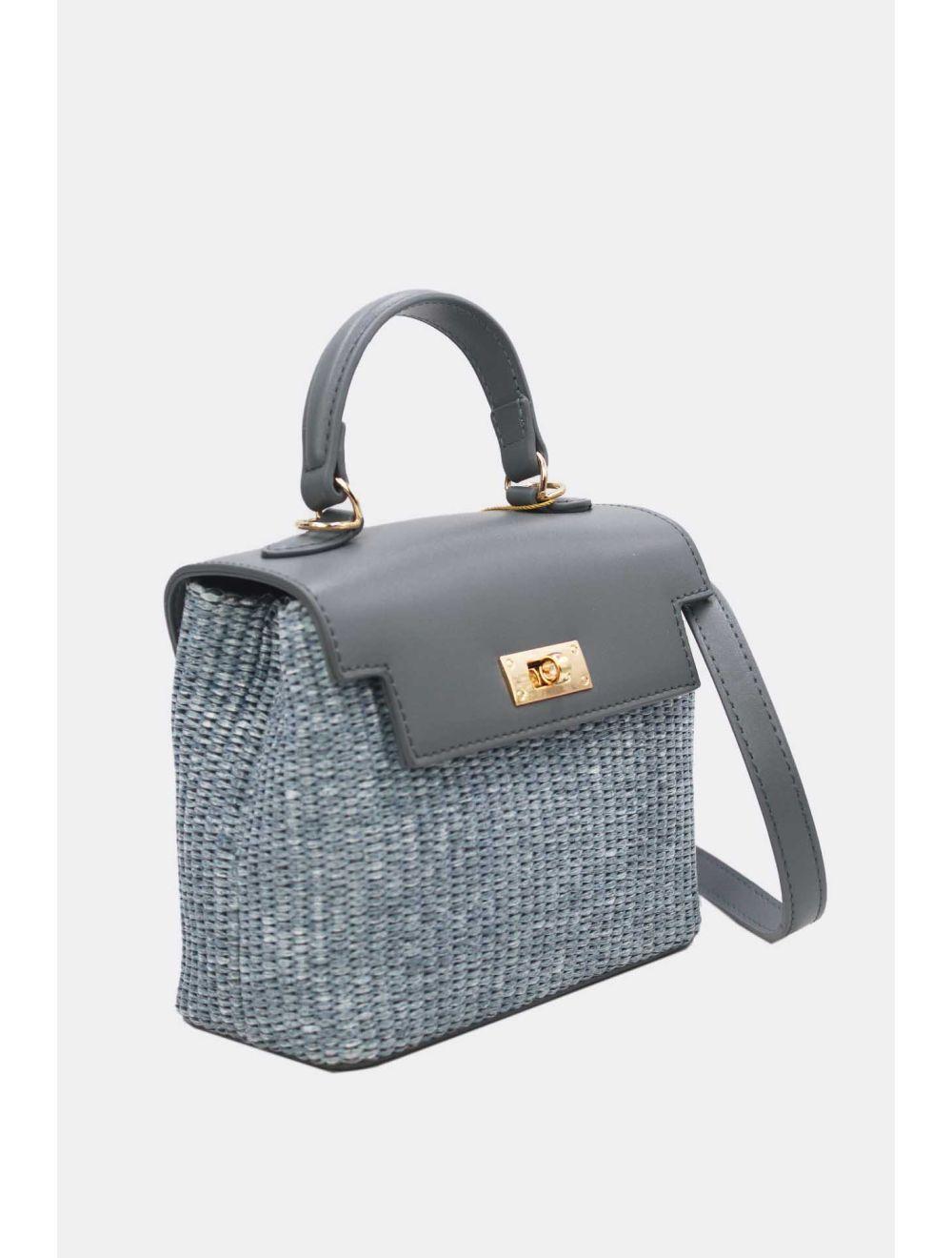 Tom&eva Petit Sac à Main Effet Paille 24P-5926A-Blue/Blue