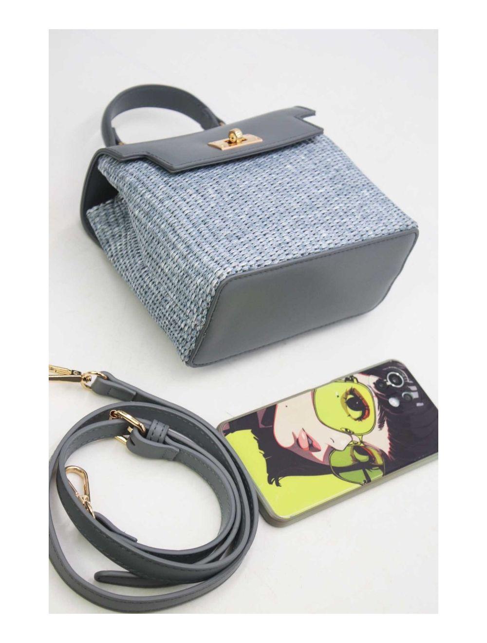 Tom&eva Petit Sac à Main Effet Paille 24P-5926A-Blue/Blue