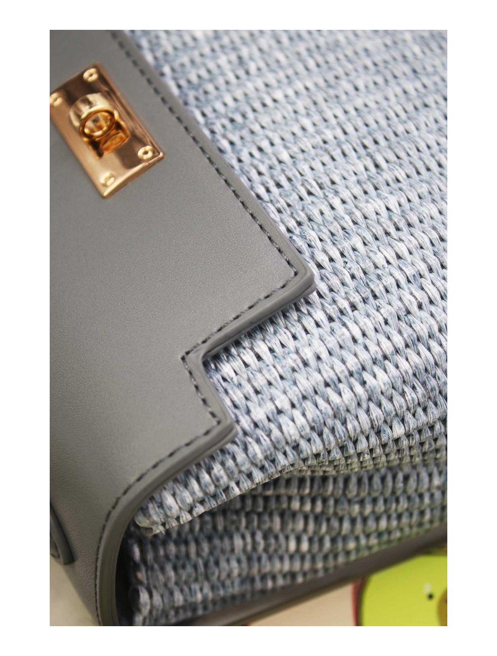 tom&eva Petit Sac à Main Effet Paille 24P-5926A-Blue/Blue