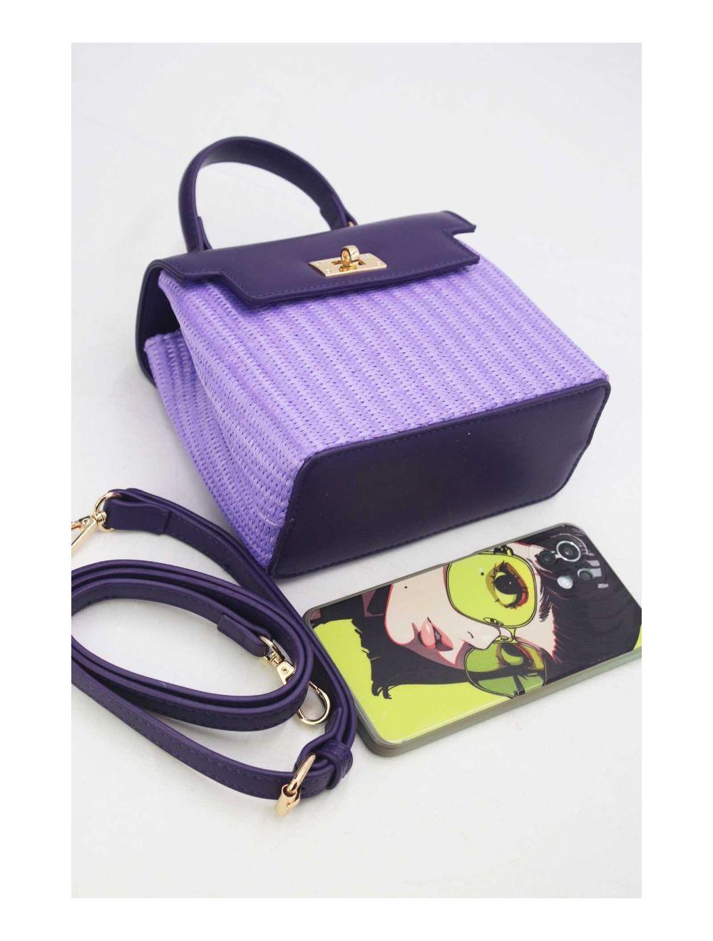 Tom&eva Petit Sac à Main Effet Paille 24P-5926A-Purple/Purple