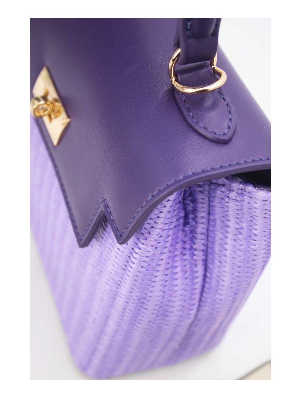 tom&eva Petit Sac à Main Effet Paille 24P-5926A-Purple/Purple