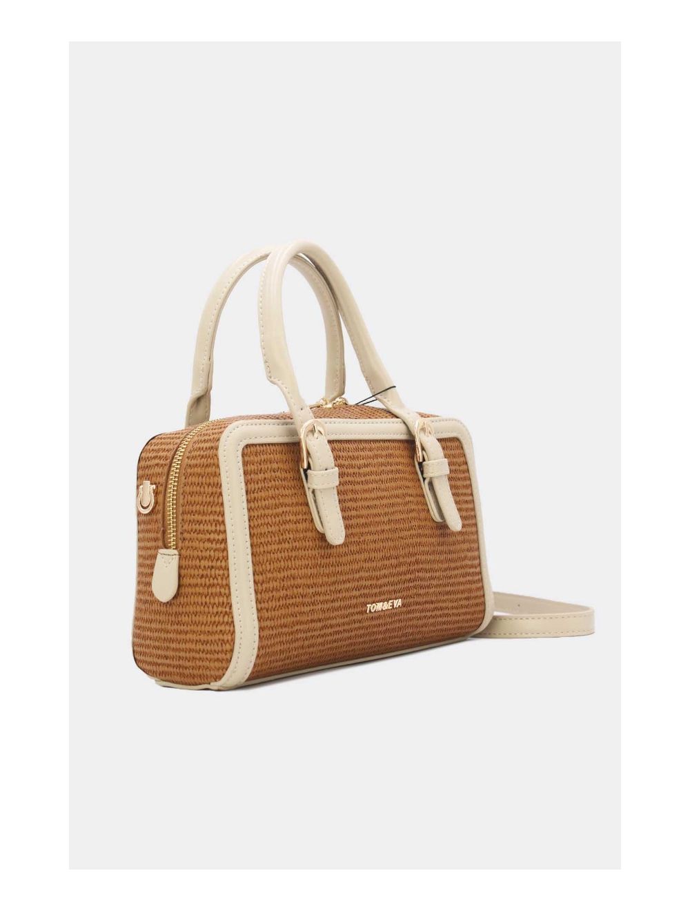 Tom&eva Petit Sac à Main Effet Paille 24P-6021-Abricot