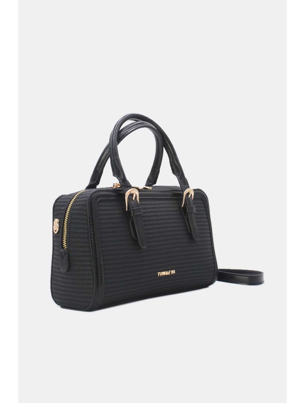 Tom&eva Petit Sac à Main Effet Paille 24P-6021-Noir