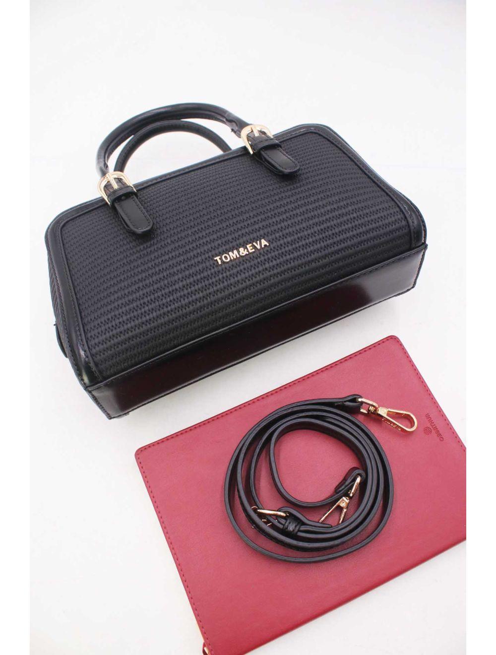 Tom&eva Petit Sac à Main Effet Paille 24P-6021-Noir