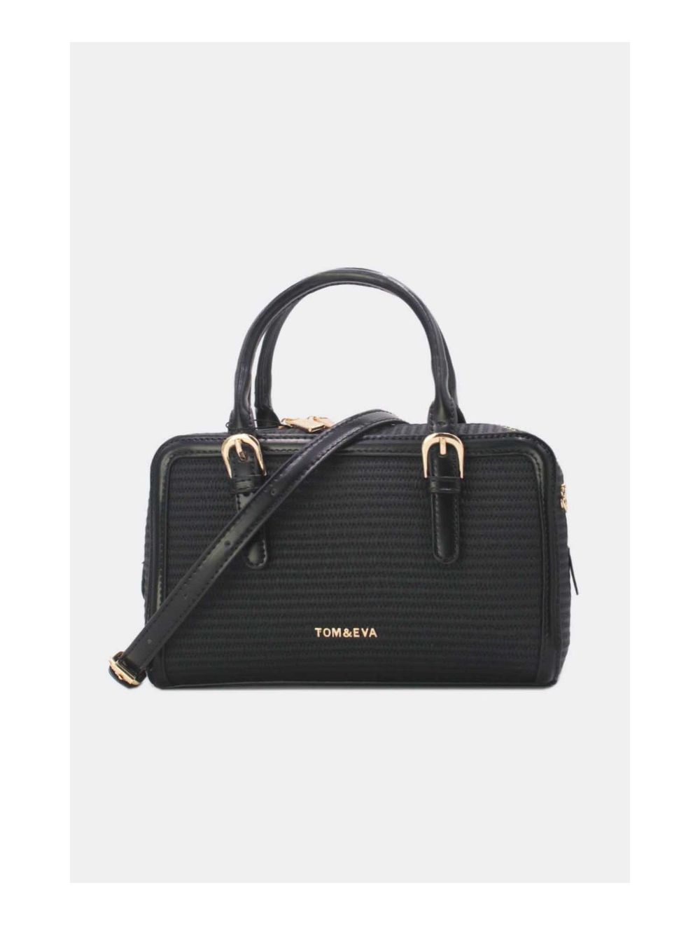 tom&eva Petit Sac à Main Effet Paille 24P-6021-Noir