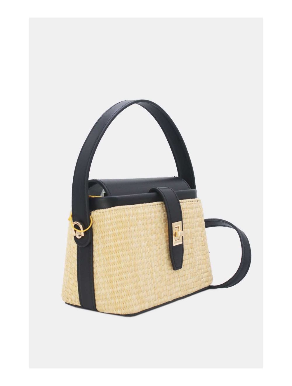 Tom&eva Petit Sac à Main Effet Paille 24P-6067-Apricot/Black