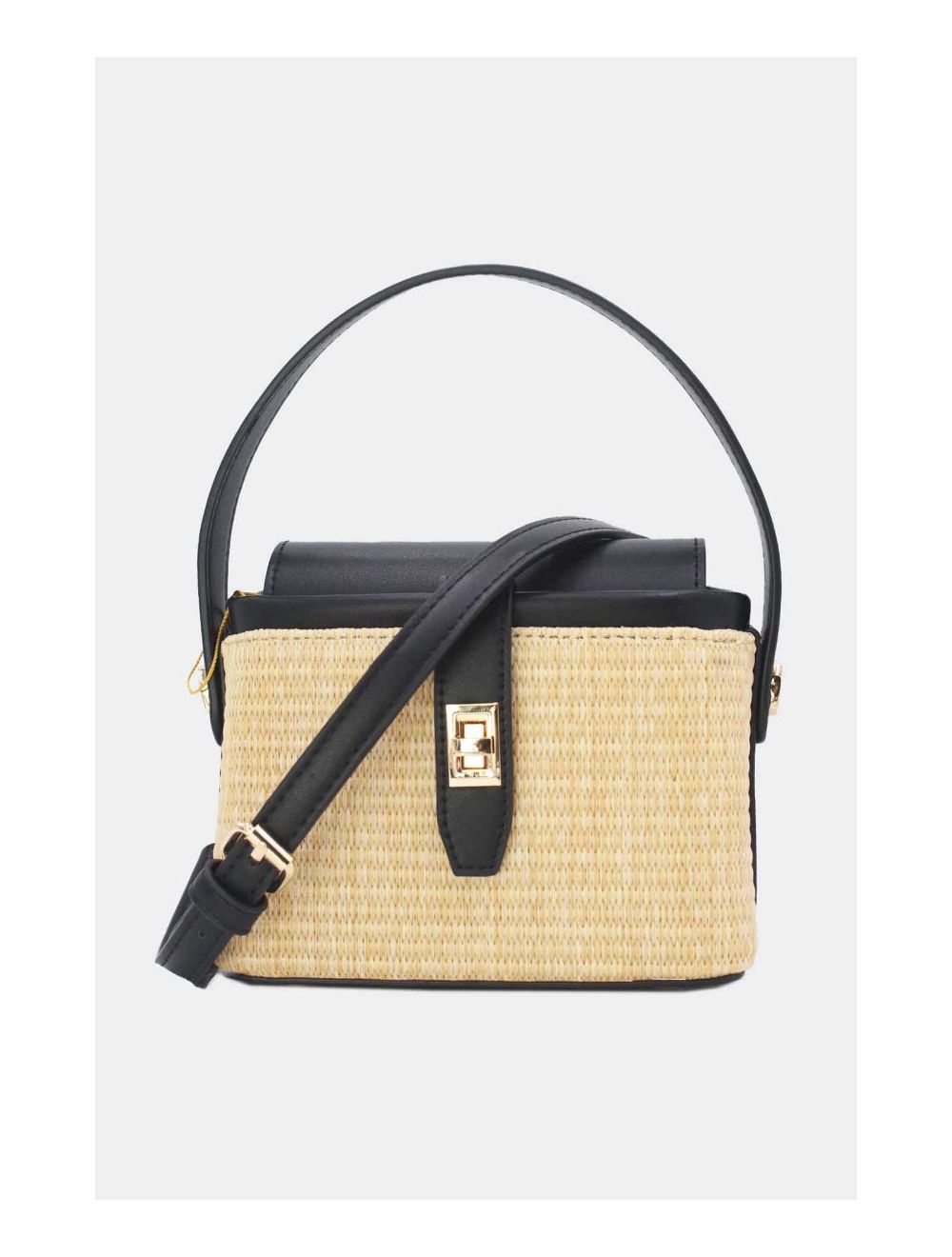 tom&eva Petit Sac à Main Effet Paille 24P-6067-Apricot/Black