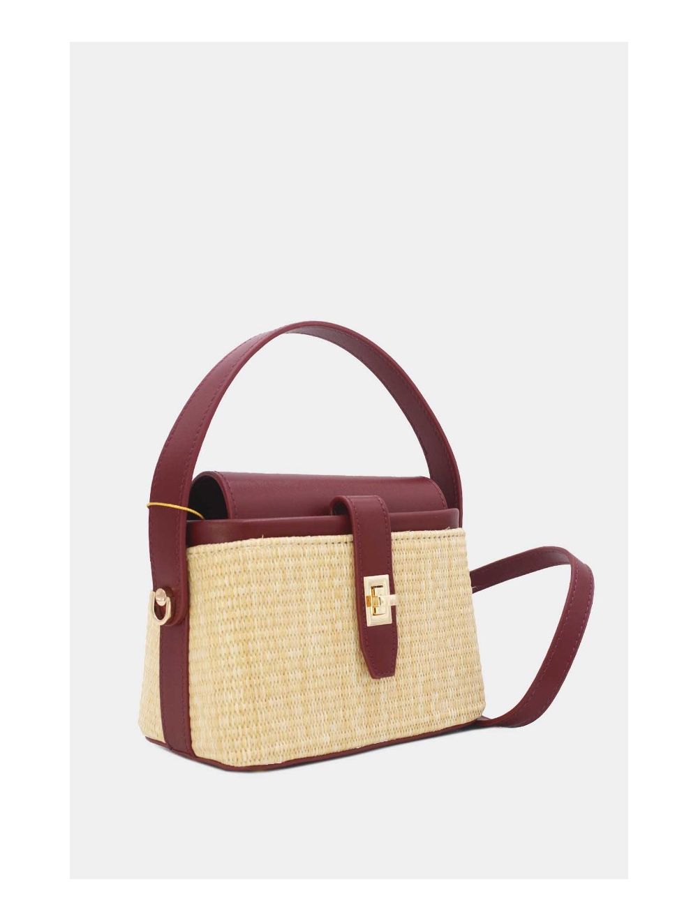 Tom&eva Petit Sac à Main Effet Paille 24P-6067-Apricot/Red