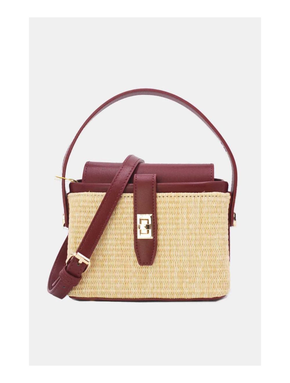 tom&eva Petit Sac à Main Effet Paille 24P-6067-Apricot/Red