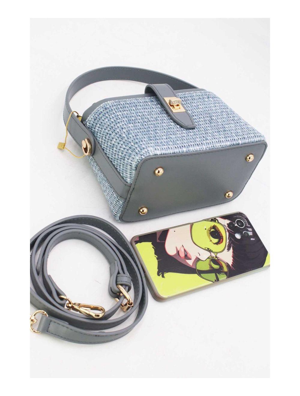 Tom&eva Petit Sac à Main Effet Paille 24P-6067-Blue/Blue