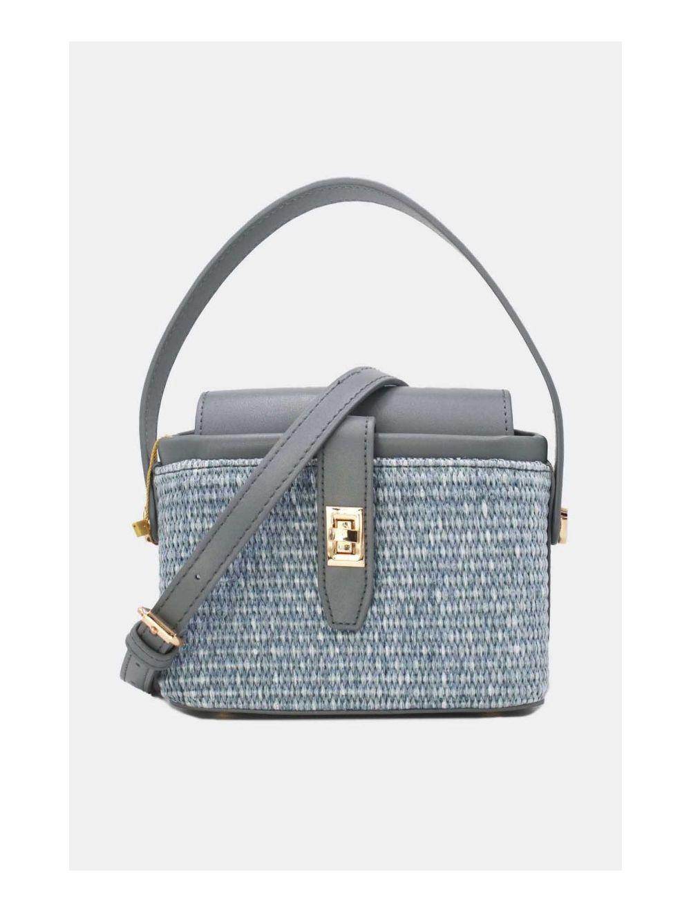 tom&eva Petit Sac à Main Effet Paille 24P-6067-Blue/Blue