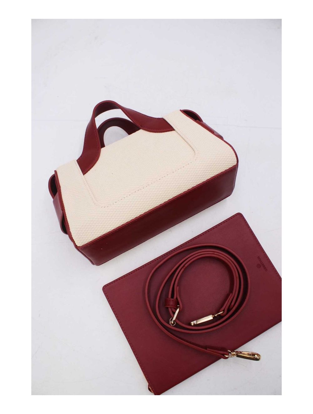 Tom&eva Petit Sac à Main Effet Paille Style Vintage 24P-6064-Rouge