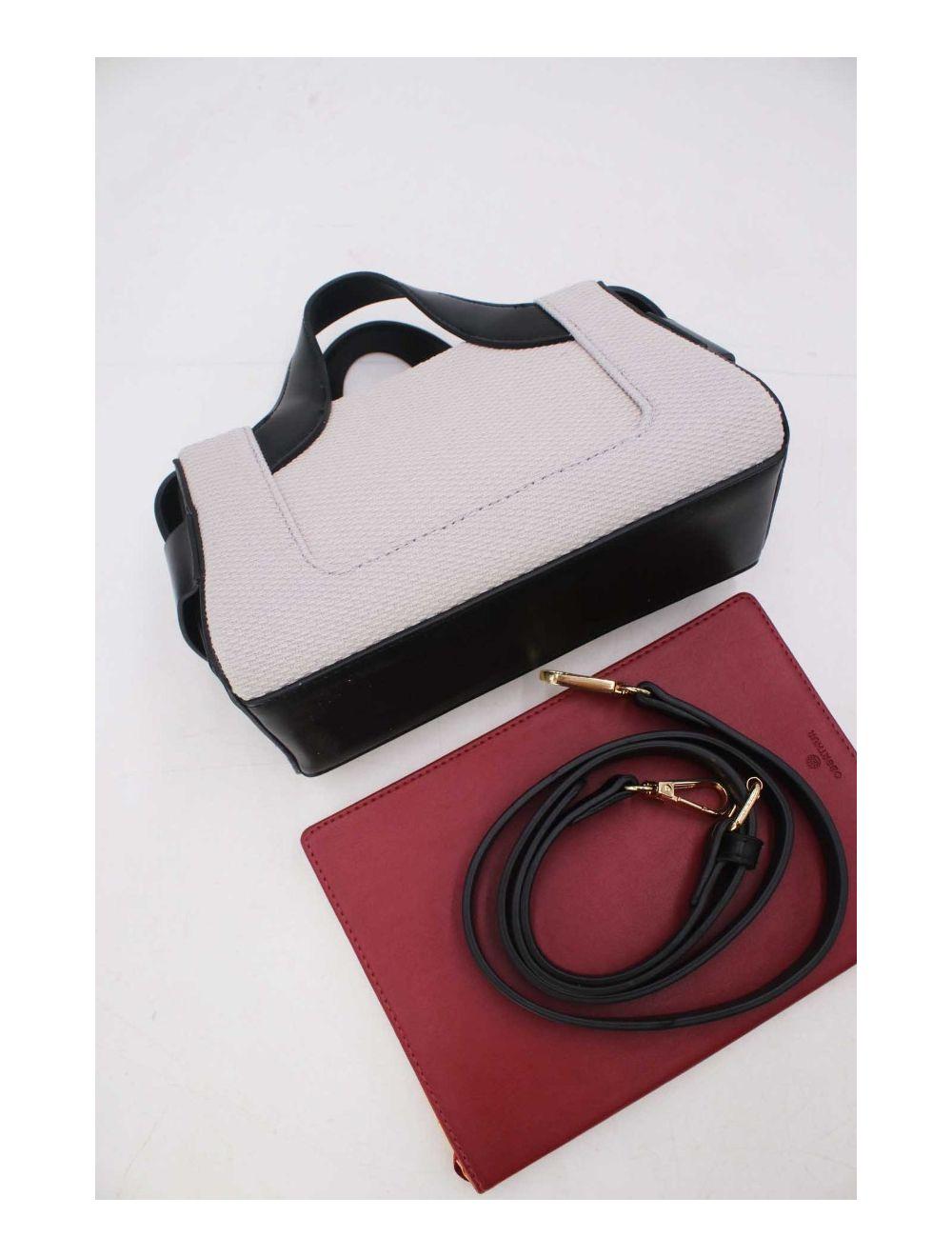 Tom&eva Petit Sac à Main Effet Paille Style Vintage 24P-6064-Noir