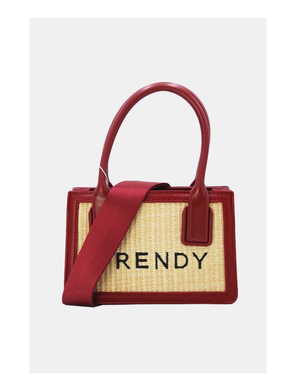 Tom&eva Petit Sac à Main Effet Paille Style Vintage 24P-6060-Rouge