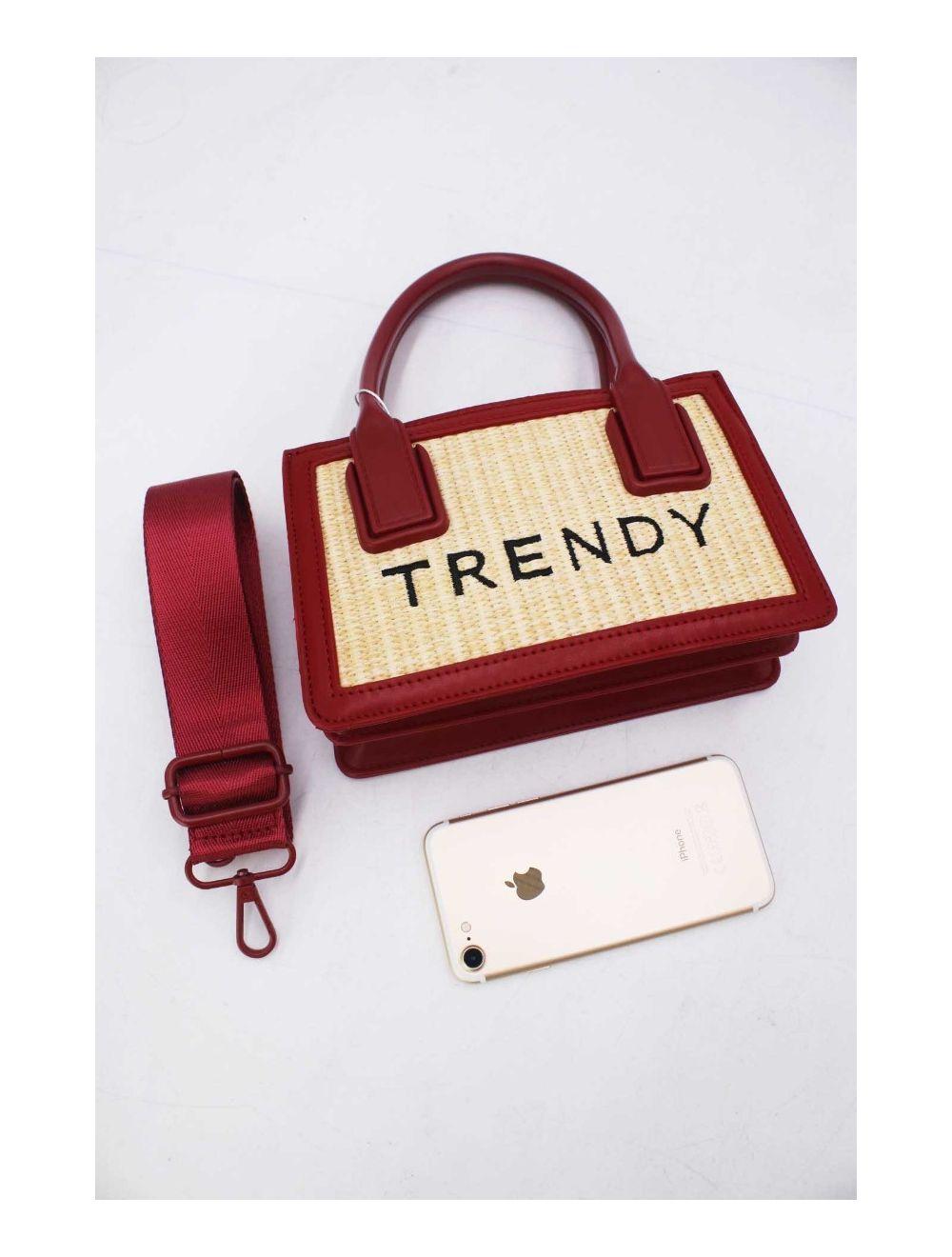 tom&eva Petit Sac à Main Effet Paille Style Vintage 24P-6060-Rouge