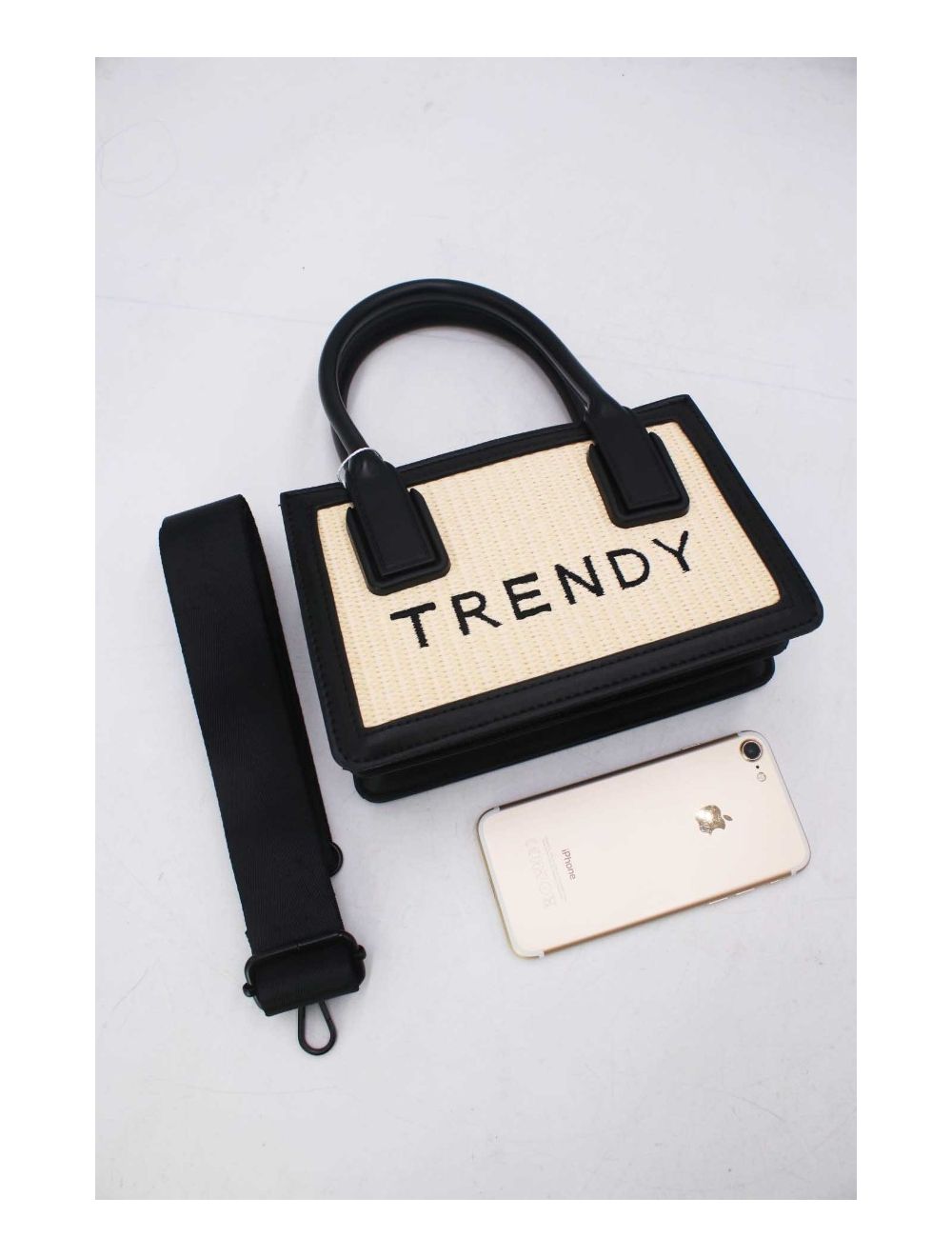 tom&eva Petit Sac à Main Effet Paille Style Vintage 24P-6060-Beige