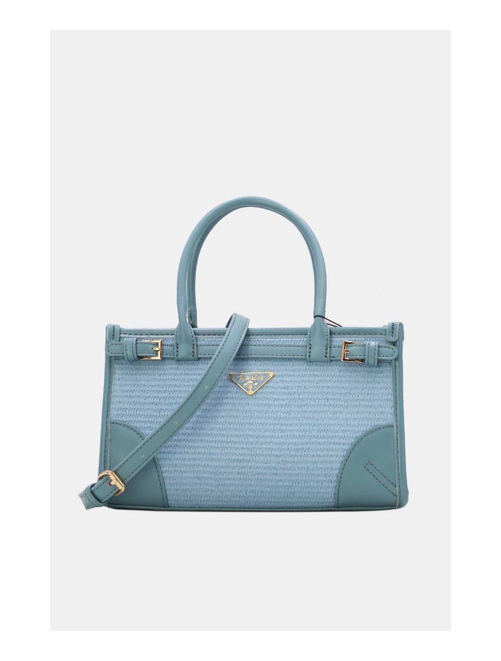 Tom&eva Petit Sac à Main Effet Paille Style Vintage 24P-6020-Bleu