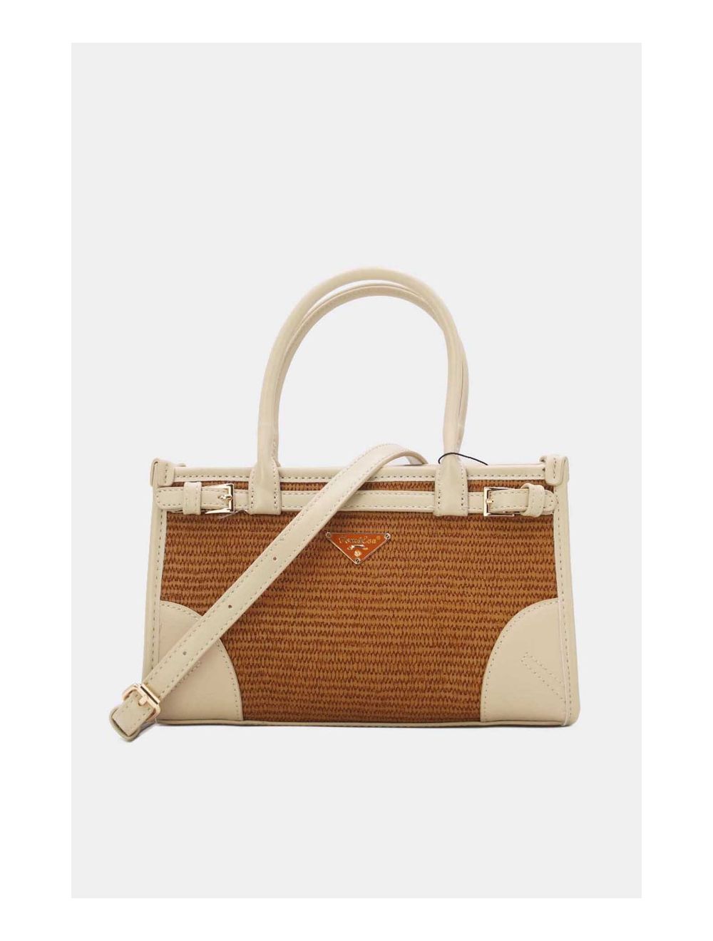 Tom&eva Petit Sac à Main Effet Paille Style Vintage 24P-6020-Abricot
