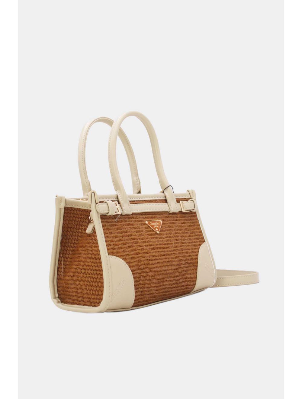 Tom&eva Petit Sac à Main Effet Paille Style Vintage 24P-6020-Abricot