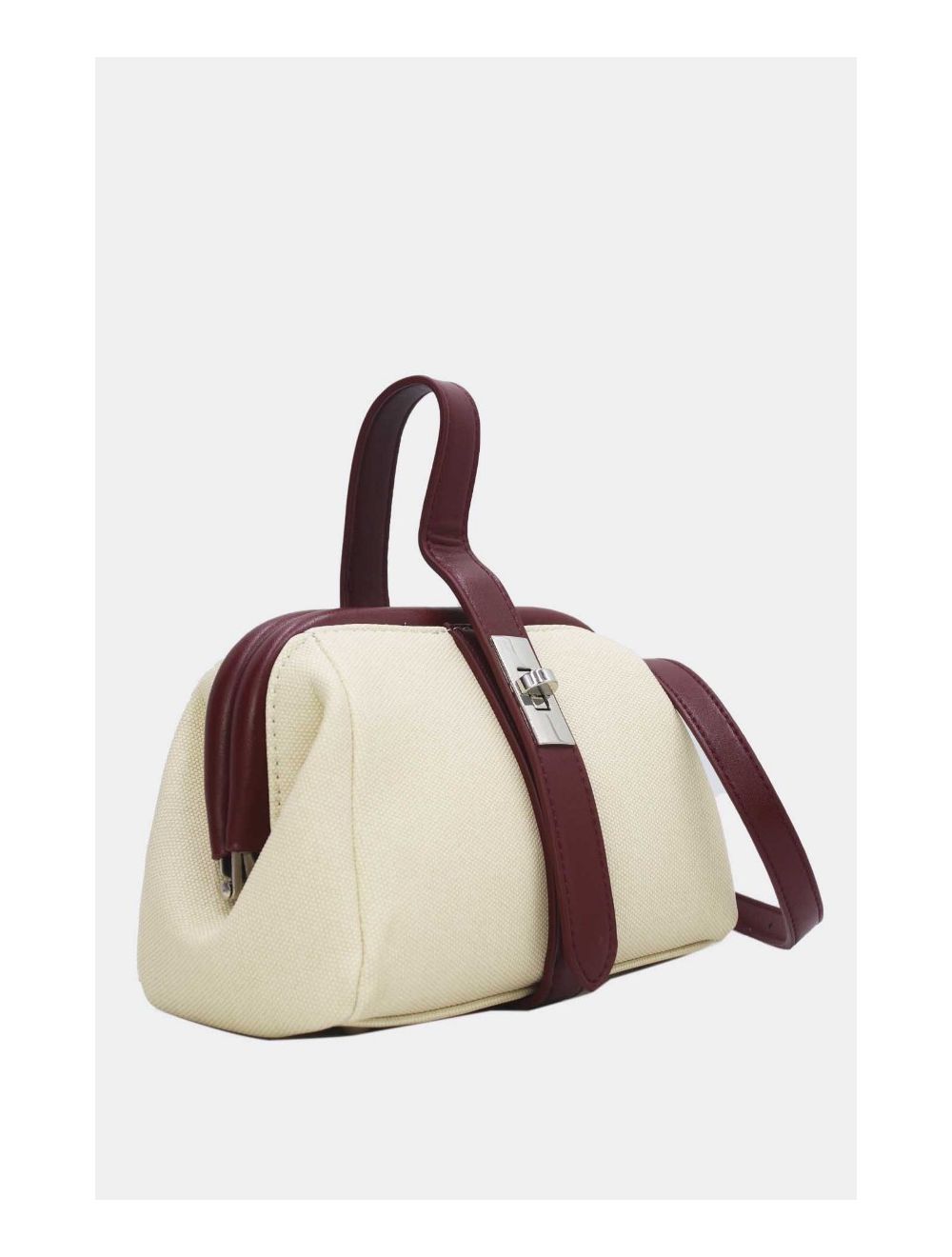Tom&eva Petit Sac à Main Effet Tissu 24P-6019-Beige/Red